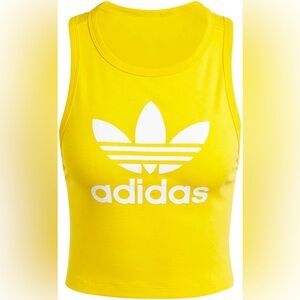 Adidas Original Adicolor Trefoil Yellow Crop Tank Top NWT